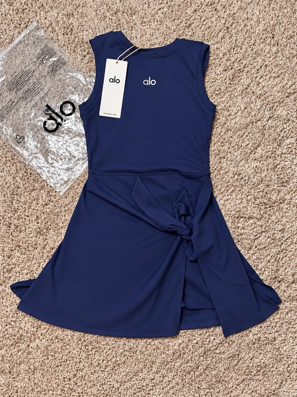 Alo Yoga Blue Sleeveless Athletic Dress with Tie L